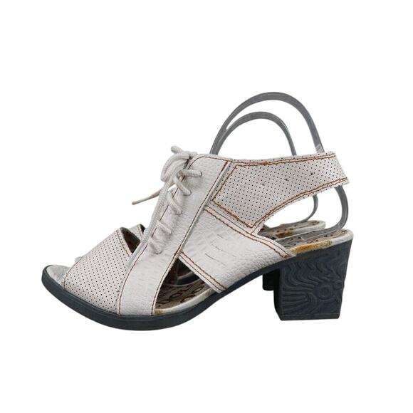 TMA Eyes Shoes Womens 40 Sandal Fashion Lace Up Leather White Block Heel Comfort - Picture 4 of 13